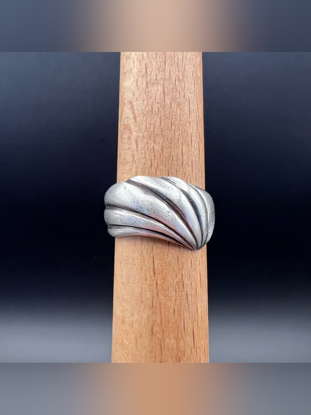 Sterling Silver Wide Scalloped Dome Ring